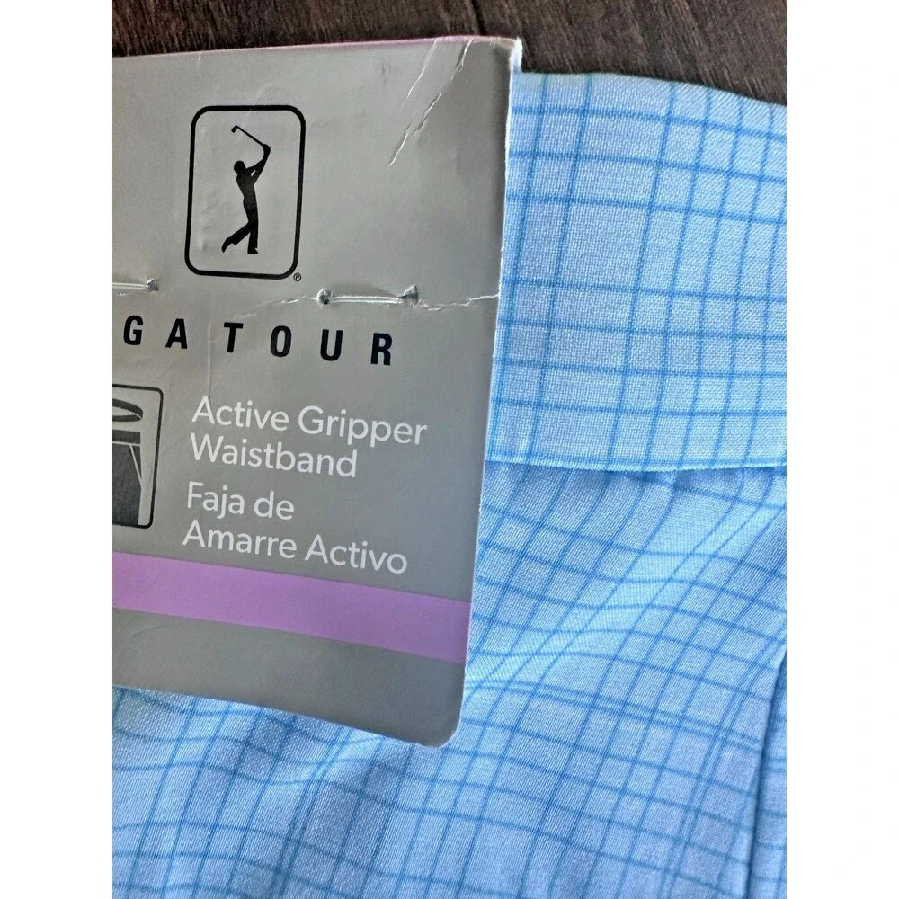 PGA TOUR Men's Check Print Performance Stretch 8